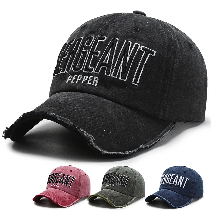 Unisex-Baseballkappe im Used-Look mit gestickten Buchstaben, lässige Frühlingsmütze für Männer und Frauen