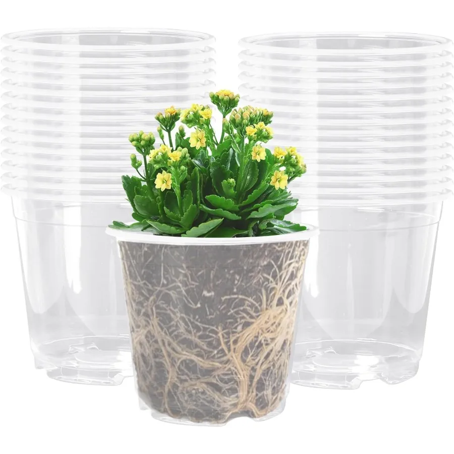 

6 Inch Clear Nursery Pots PP Seedling Pots for Plants 30Pcs Transparent Orchid Potting Pots with Drainage Holes Indoor Outdoor