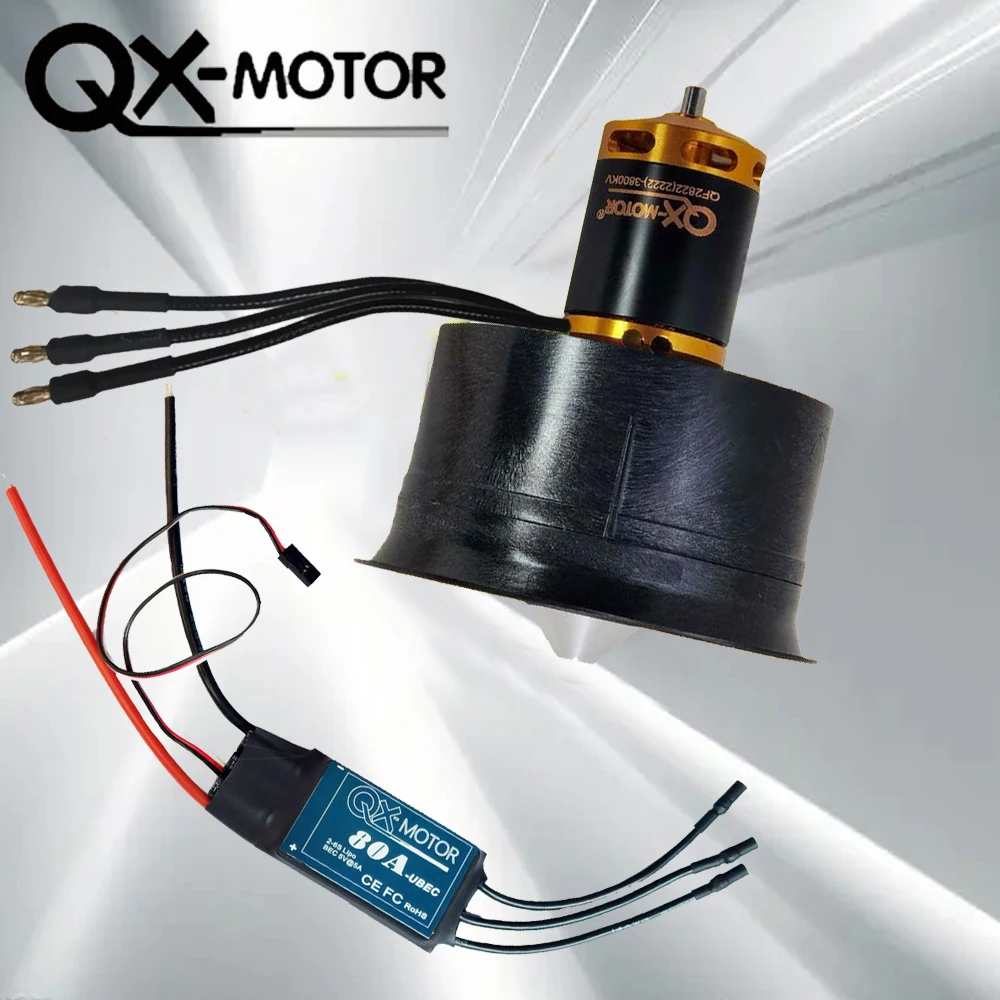 QX-motor 64mm EDF Set 3800KV 3500KV 2400KV 2200KV Silnik bezszczotkowy / 12-łopatkowy wentylator kanałowy / 60A 80A ESC do części do samolotów RC