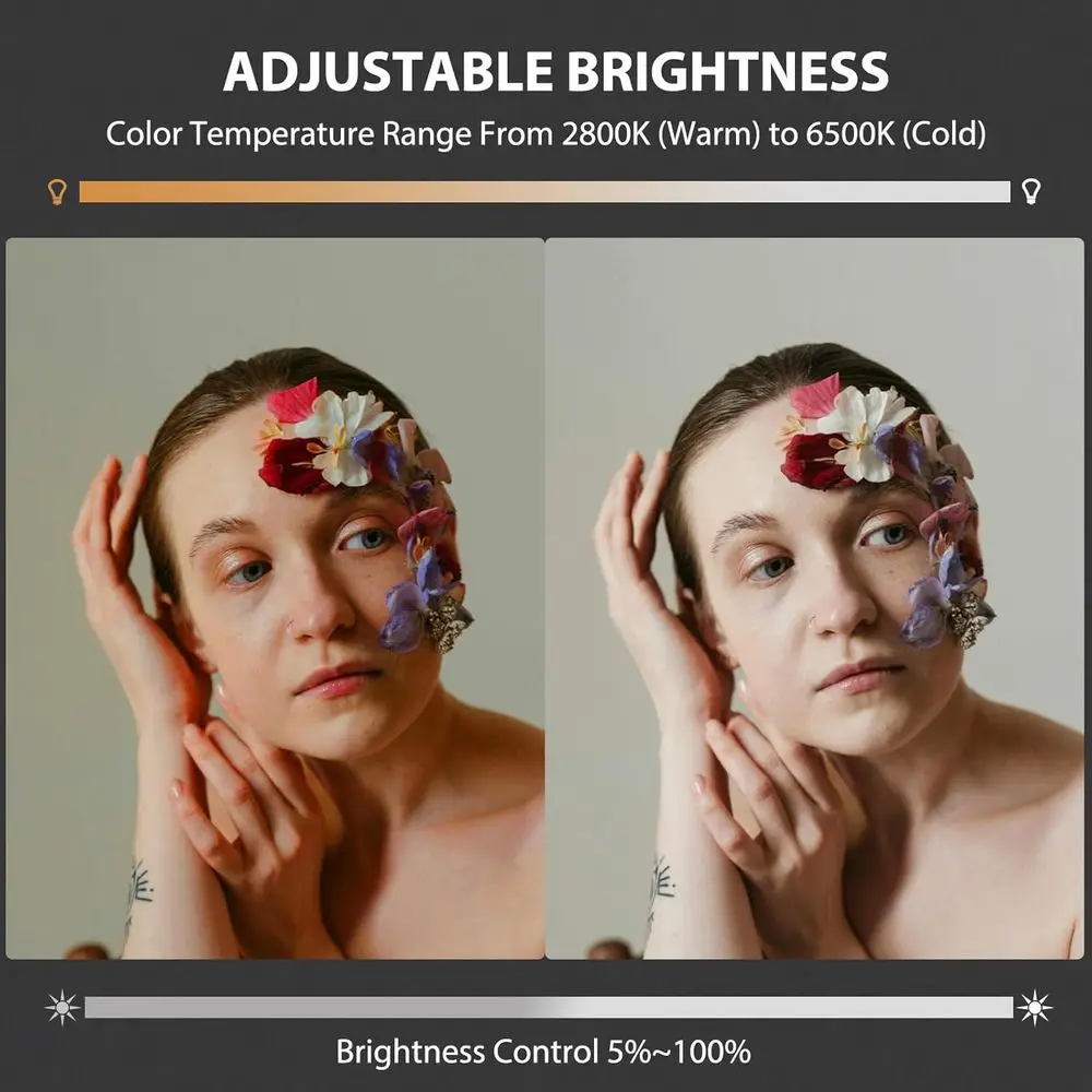 60W COB LED Video Light Handheld Portable with 8000 mAh Battery Dual-Color Photography Lighting Spotlight or Studio, Streaming,