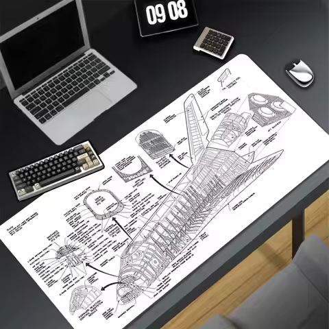 Mouse Pad Black And White Mousepad Laptop Space Shuttle Desktop Mouse Mat PC Gaming Accessories Keyboard Pad Non Slip Table Mat