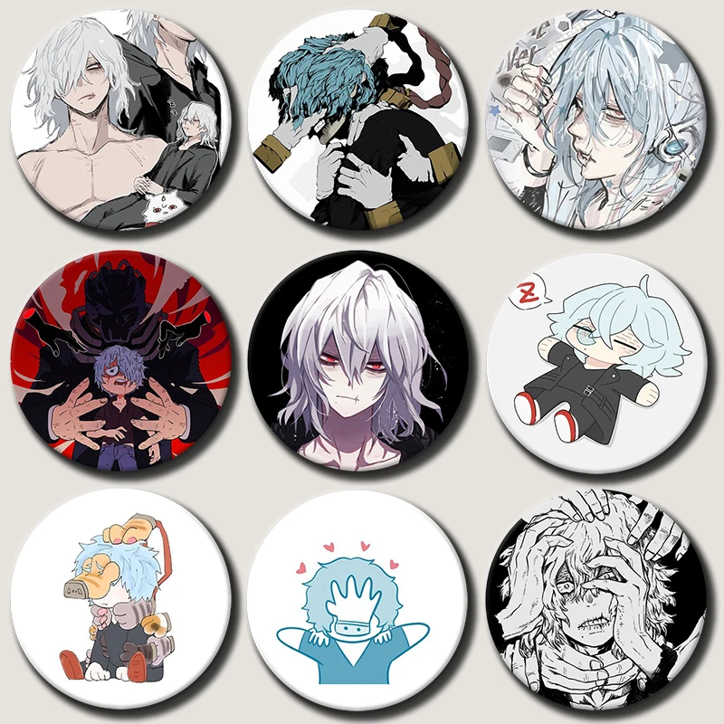 

58mm Anime Character Tomura Shigaraki Soft Button Pin Tenko Shimura Brooch Creative Badge for Backpack Clothes Decoration Gift