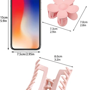 4 PCs rosa Farben Haarklauenklemmen mit Multi-Stype-Accessoires, Blumenkrallenklammern für dickes Haar, Haarklammern für Nicht-Schlupf-Frau 8 Hauptverkäufe Rosa Flasche - №6