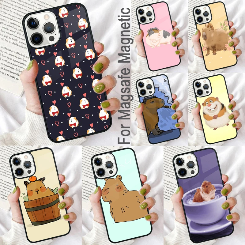 Guinea pig Funny Cartoon Magnetic Soft Phone Case for iPhone 16 Promax 15 Pro 13 14 Plus 11 12 Mini MagSafe Coque