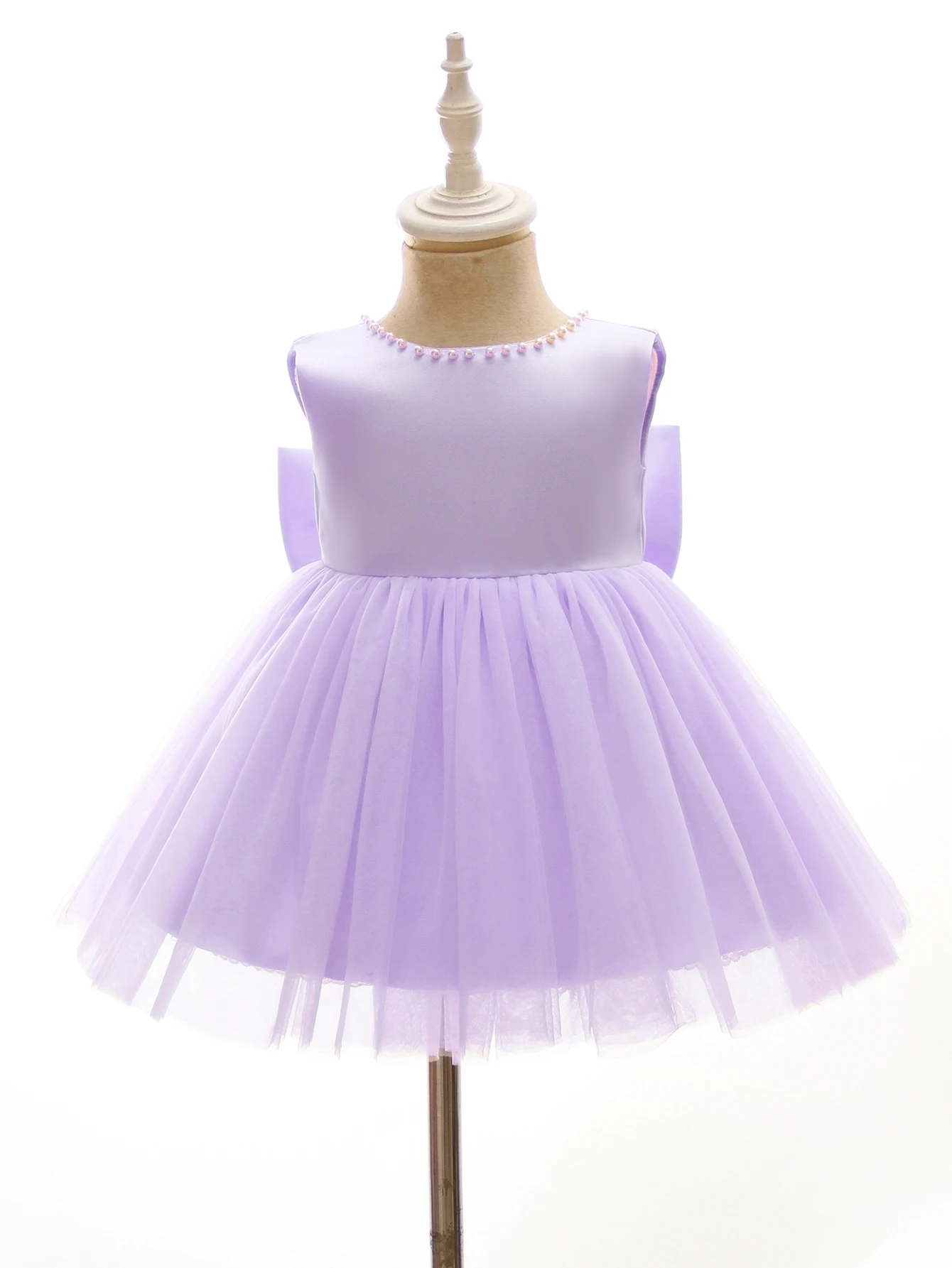 Cute Baby Girls alta qualità Satin Fashion Fancy Bow Luxury Beautiful Flower Baby Girl Dress Party