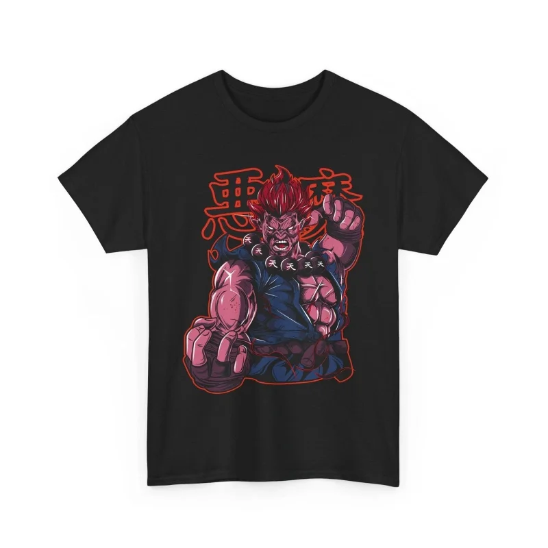 

Akuma Gouki 0329 Street Fighter Retro Combat Gift t shirt Arcade game Graphic Tee 100% cotton print Y2K Clothes Large size Tops