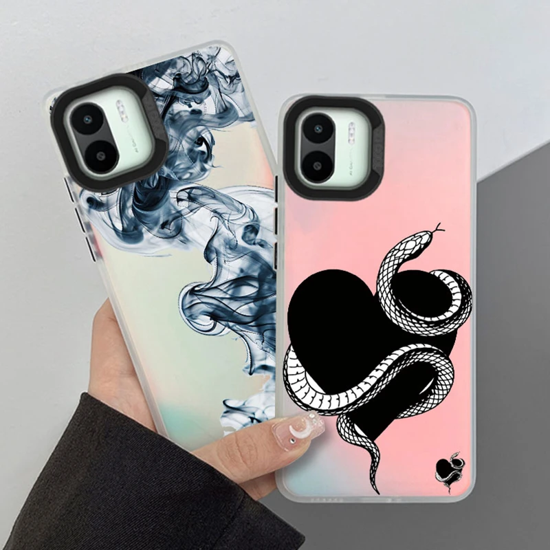 레오파드 패턴 대리석 아트 나비 휴대폰 케이스, 샤오미 레드미 A1 A2 플러스 4G 9 9A 9AT 포코 C50 C51 X3 NFC 후면 실리콘 커버