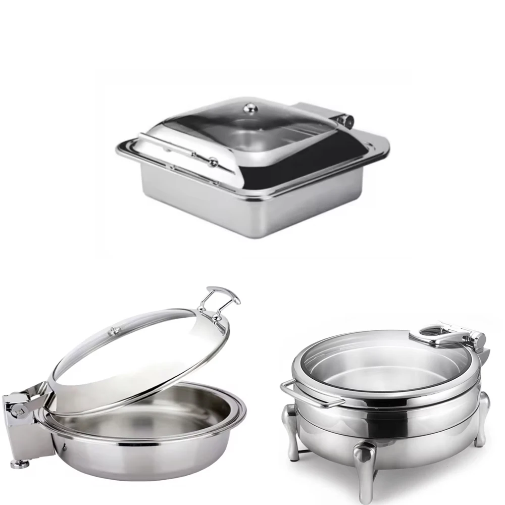 Premium Commercial Grade Stainless Steel Buffet Chafing Dish Set Round & Induction Ready For Elegant Kitchen Serving