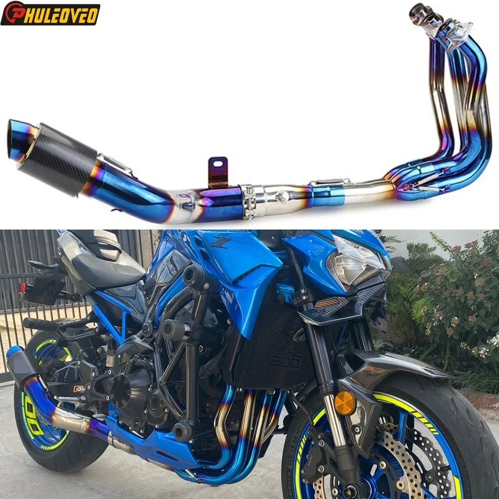 For Kawasaki Z900 2017-2019 (not for Z900 A2 Z900 E) Motorcycle Exhaust Full System Header with ID:77mm Carbon Exhaust Muffler