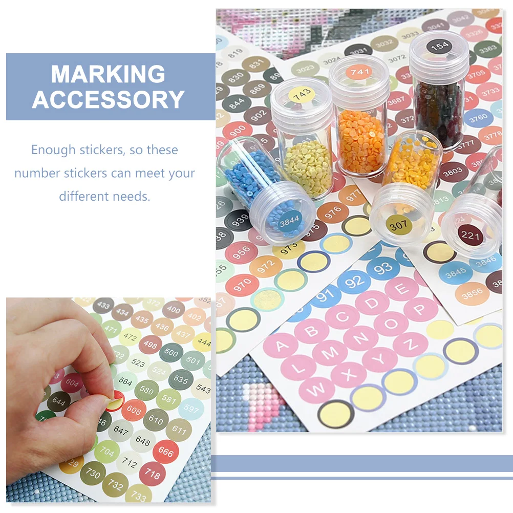 8pcs 8 Sheets Stickers Cross-Stitch Number Labels Adhesive Marking Tool Rhinestone Embroidery Storage Organizer