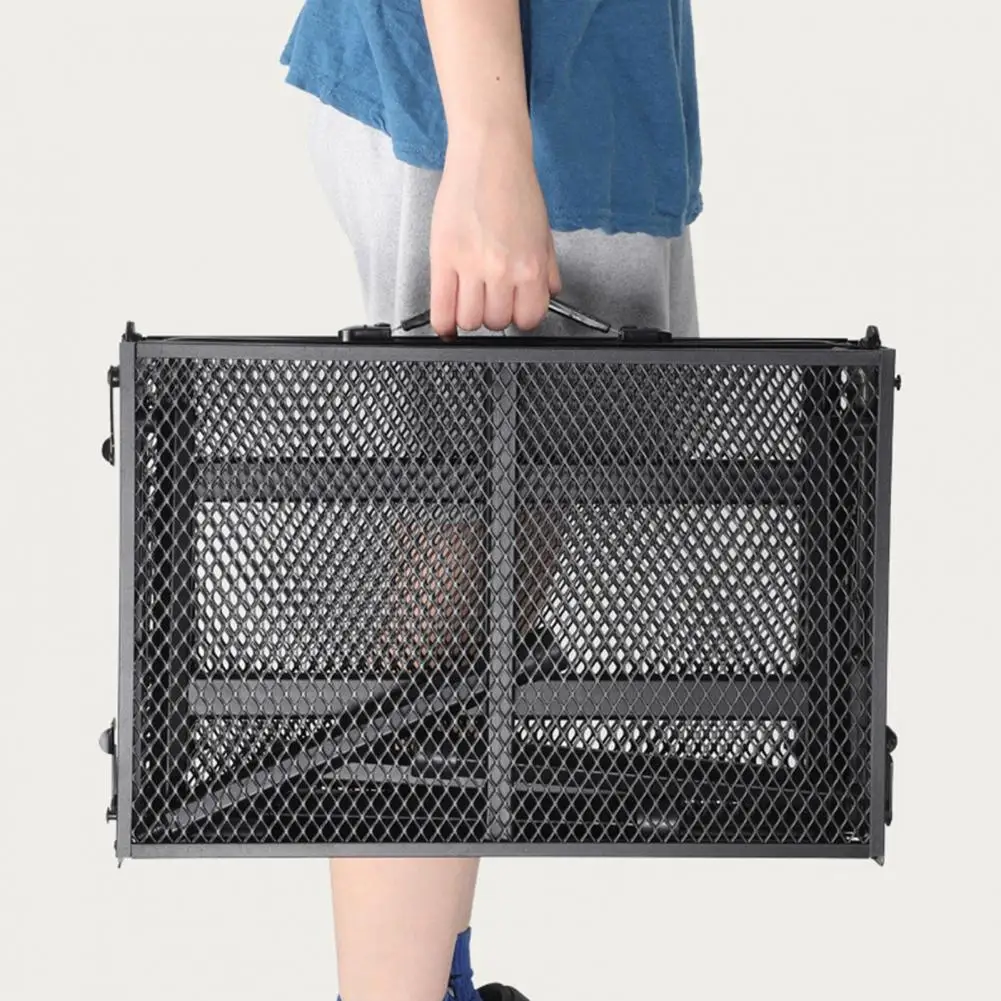 

Height Adjustable Folding Mesh Table - Lightweight Heavy Duty Metal, Perfect for Camping, Hiking, Picnics, BBQ