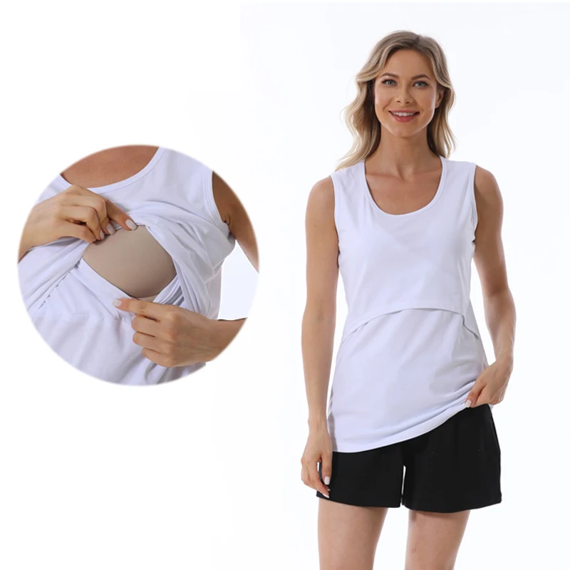 Womens Maternity Clothes Tank Tops Sleeveless Breastfeeding Pregnancy Clothing Summer Camis Tops Plus Size S-5XL