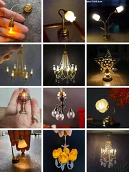 Dollhouse Miniature Lamp,Table Lamp,Mini Can Be Bright Wall DollHouse Lamp Decor Accessories Dollhouse Furniture Toys
