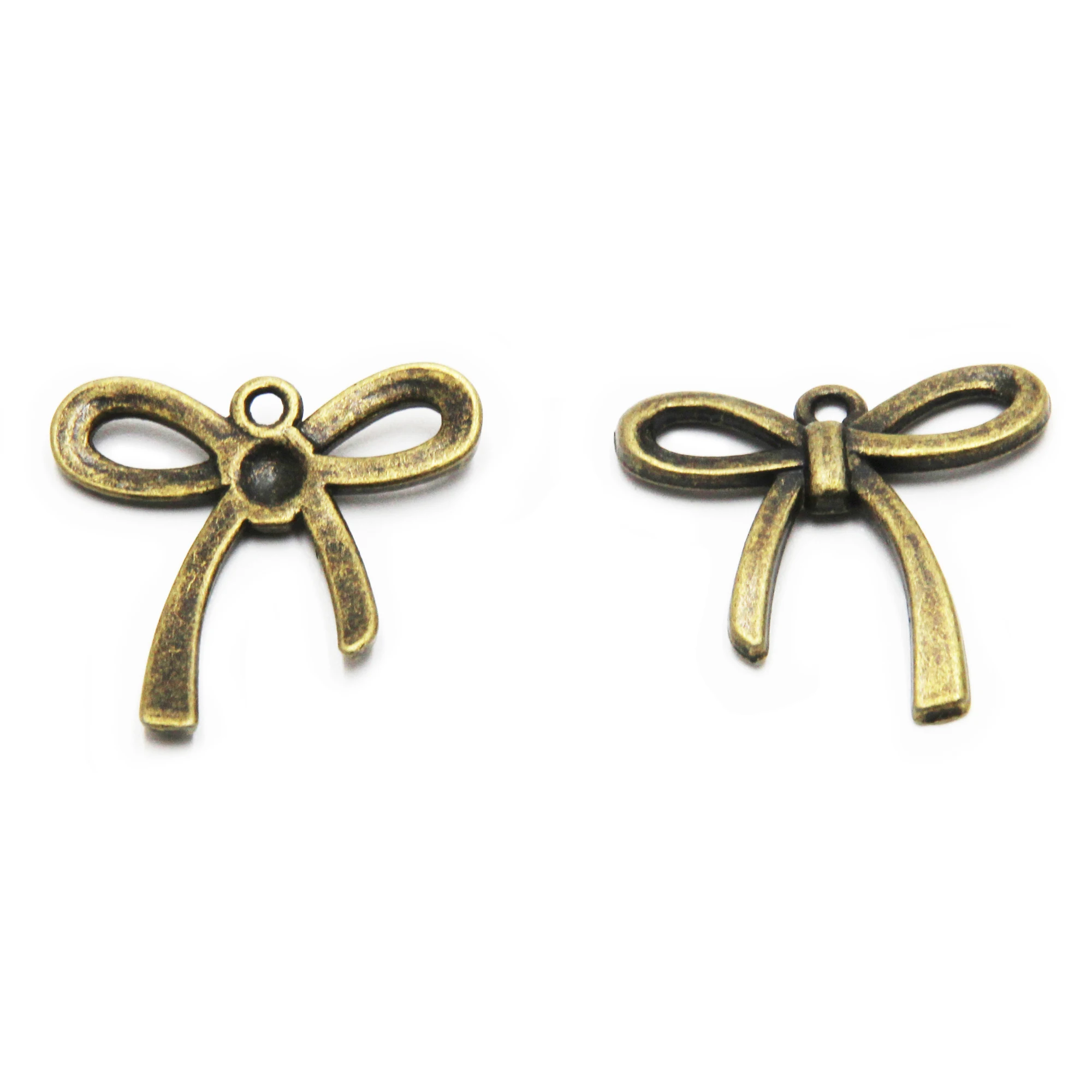 15pcs Butterfly Bow Windbreakers Pendant Antique Bronze Tone Zinc Alloy 24*25mm