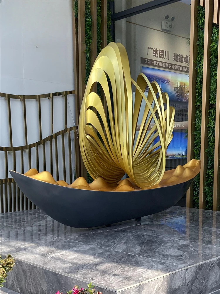 Stainless steel abstract boat ornament outdoor garden landscape beautiful Chen waterscape sculpture structure