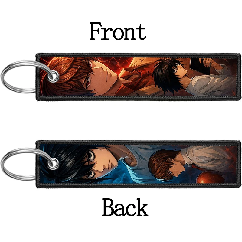 Death Note Ryuuku Ryuk Rem Embroidery Keys Holder for Motorcycles Keychain for Car Keys Backpack Key Ring Accessories Gifts view 3