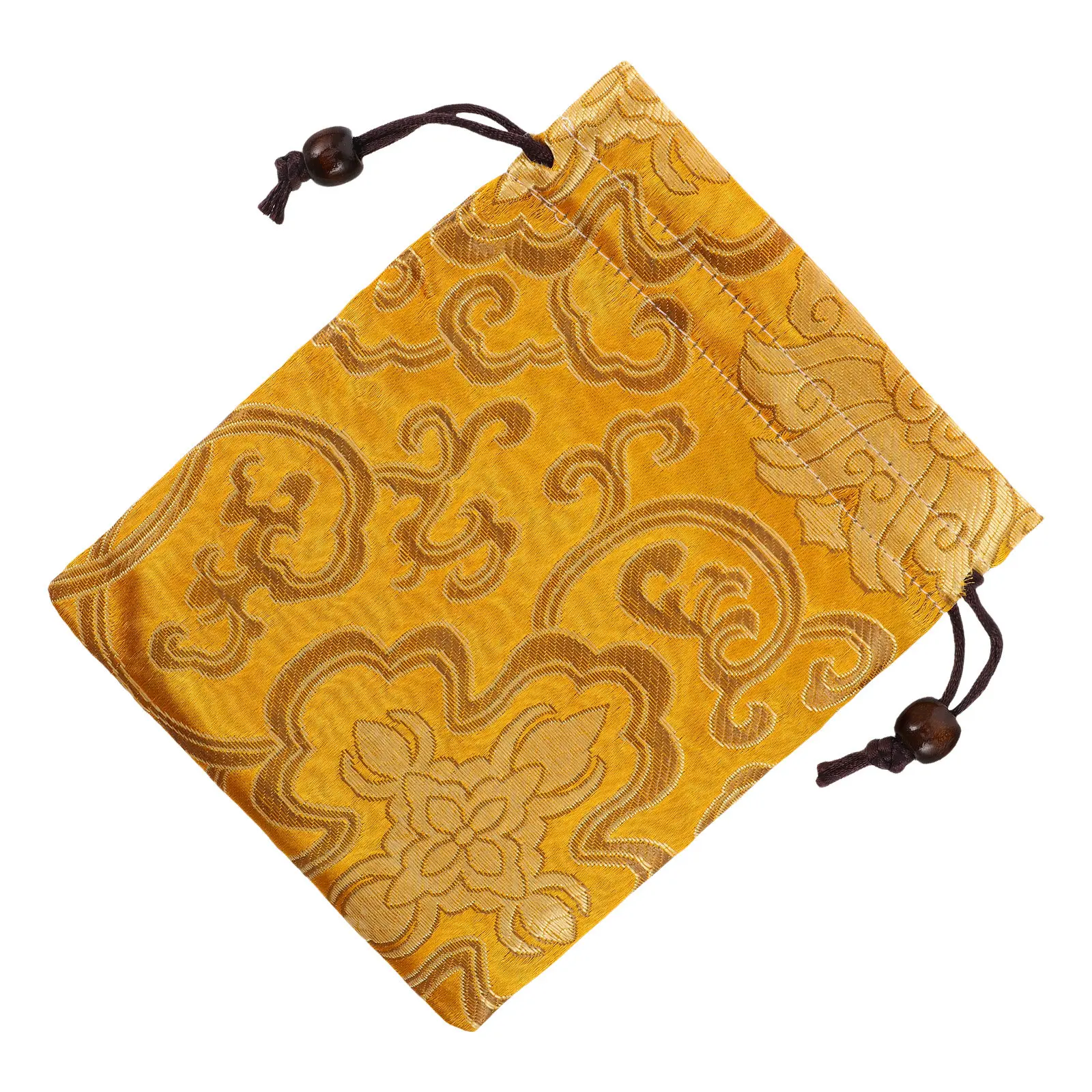 Embroidered Chinese Brocade Drawstring Pouch Silk Singing Bowl Storage Bag Jewelry Buddhist Prayer Beads Organizer Portable