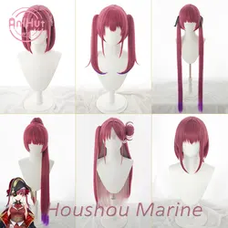 【AniHut】Youtuber Hololive Houshou Marine VTuber Red Cosplay Wigs SIX VER. Heat Resistant Synthetic Cosplay Hair Houshou Marine