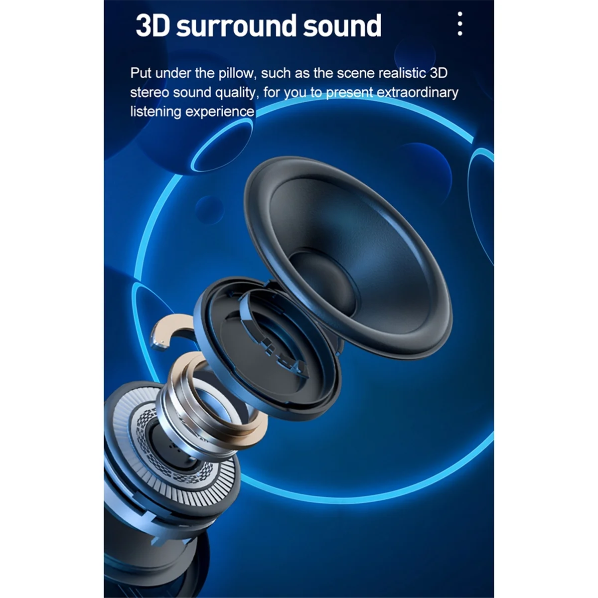 Sob travesseiro alto-falante bluetooth caixa de som de condução óssea recarregável sem fio estéreo soundbar alto-falante de ruído branco preto