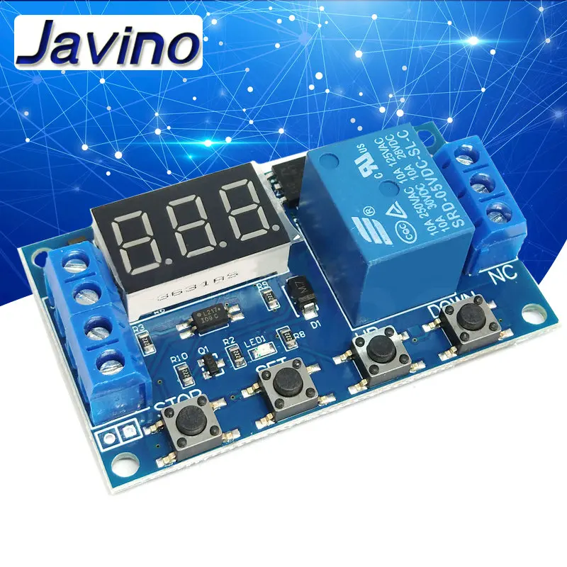 DC 5V 12V 24V LED Light Digital Time Delay Relay Trigger Cycle Timer Delay Switch Circuit Board Timing Control Module DIY javino