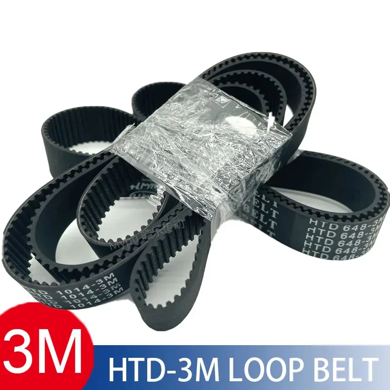 HTD 3M Timing Belt 576/579/582/585/588/591/597mm Width 8/10/12mm RubbeToothed Belt Closed Loop Synchronous Belt pitch 3mm