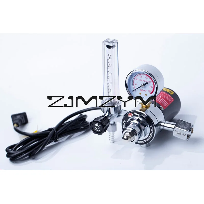 Electrical Heated Carbon Dioxide Meter Pressure Reducer, 36V 110V 220V, CO2 Pressure Regulator Valve Flow Meter Gauge