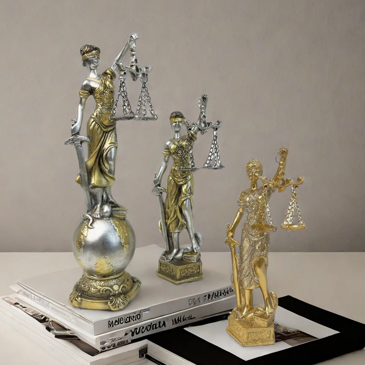 Wealth Goddess Resin Sculpture Crafts Business Gifts Desktop Decoration European Home Decoration Justice Goddess Themis Statue