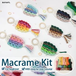 Handmade Knitting Small Fish Pendant Macrame Kit with Tutorial for Beginner Hand DIY Goldfish Tassel Pendant for Home Wall Decor