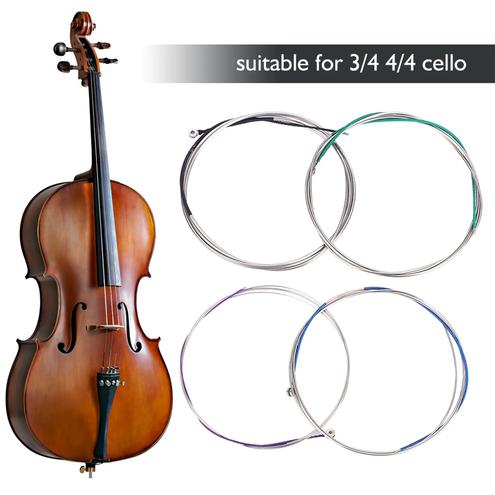 Copper Zinc Alloy 3/4 4/4 Cello Strings Replacement Part Accessories Guitar Metal Strings Guitar String Guitar Nylon String