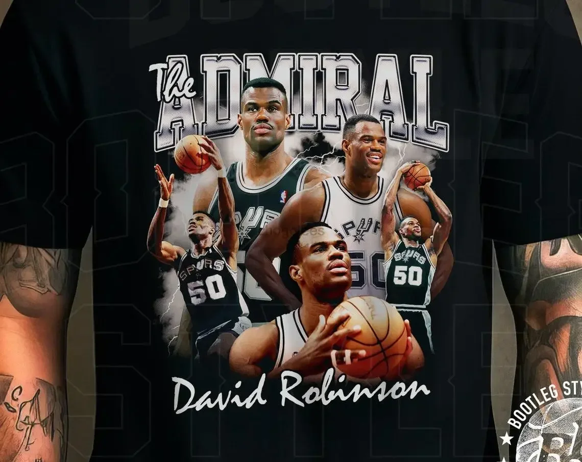 Camiseta pirata de los años 90 de David Robinson, camiseta de baloncesto vintage de David Robinson, regalo para fanáticos del baloncesto, regalo para él, San Antonio vi