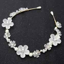 Spring Girls Bridal Pearl Hair Band Headdress Flower Wreath Bride Garland Head Hoop Headbands Hair Jewelry Gifts