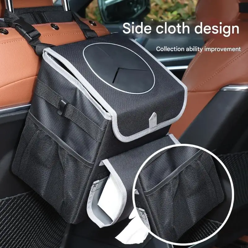 

Multifunctional Car Storage Bag Oxford Cloth Storage Bag Garbage Tissue Holder Box Portable Trash Can X37F