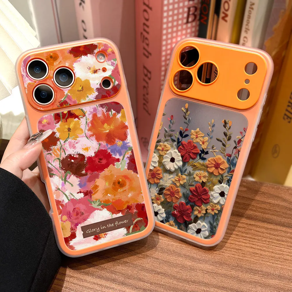 Sofort verwandelbare Handyhülle für iPhone 17, 16 Pro Max, 15, 14, 13 – Schutzhülle mit Blumenmuster, hart, bemalt, Funda-Cover