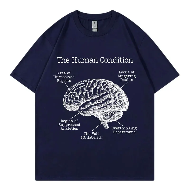 Funny Anatomical Brain T-Shirt Men's Women's Fashion Vintage Short Sleeve T Shirt Summer Casual Oversized Short Sleeve T-Shirts