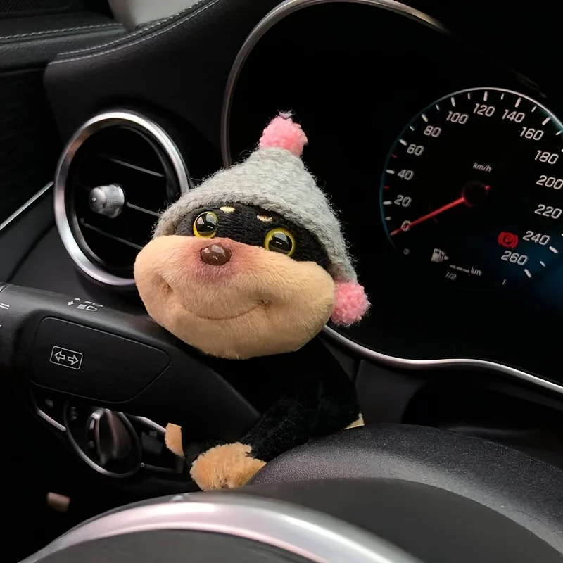 Car clip-on dog, gear shift, turn signal, and wiper creative decoration, a cute and fun interior accessory that doesn’t block yo