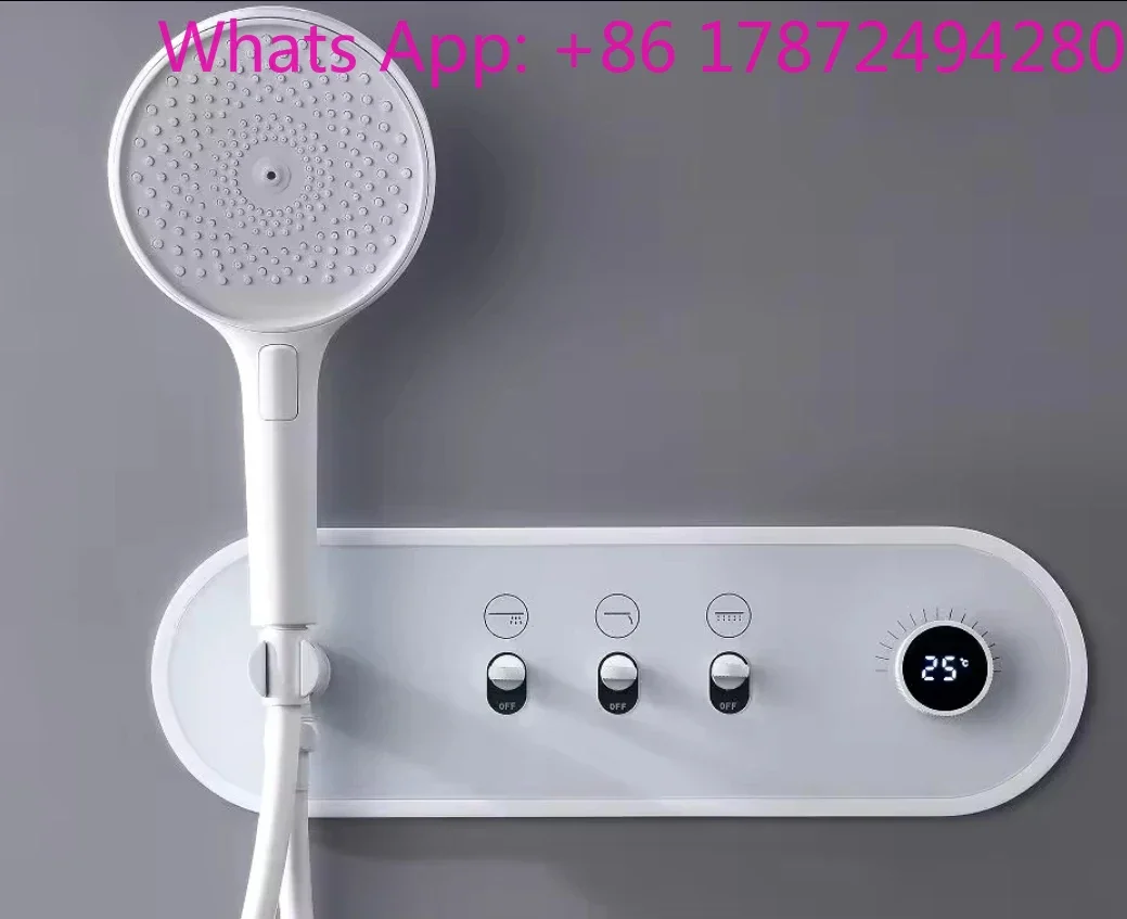 Premium Brass 3-Way Shower Valve | LED Digital Temp Display, Concealed Installation, Tempered Glass Panel