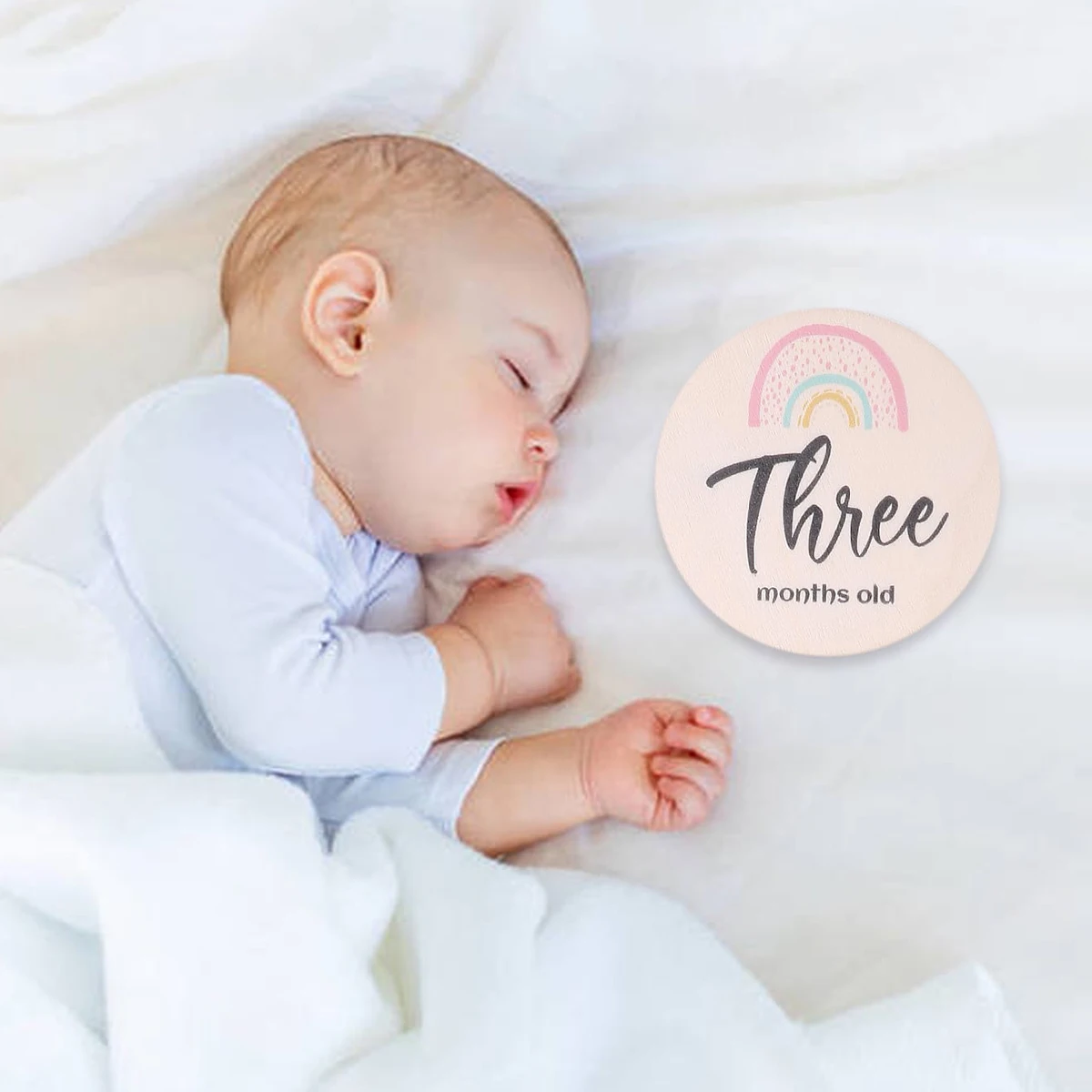 Ylsteed الوليد التصوير الدعائم خشبية الخشب رقاقة شهر تذكارية بطاقة نمو الطفل معلم قوس قزح رقائق خشبية محفورة بالليزر #2