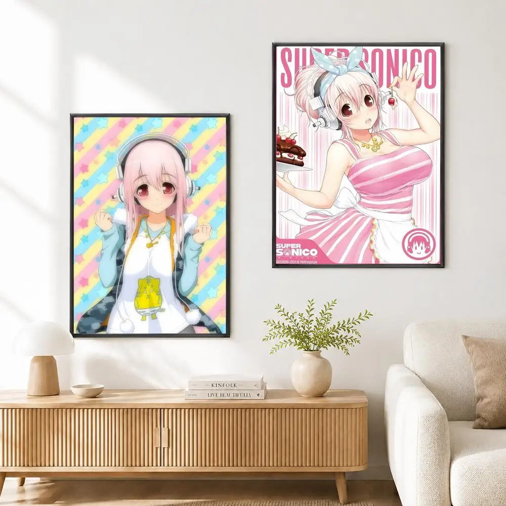 Cute sexy anime characters SUPER SONICO Poster Poster High Quality Wall Art for Home Bedroom Living Hallway Perfect Gift