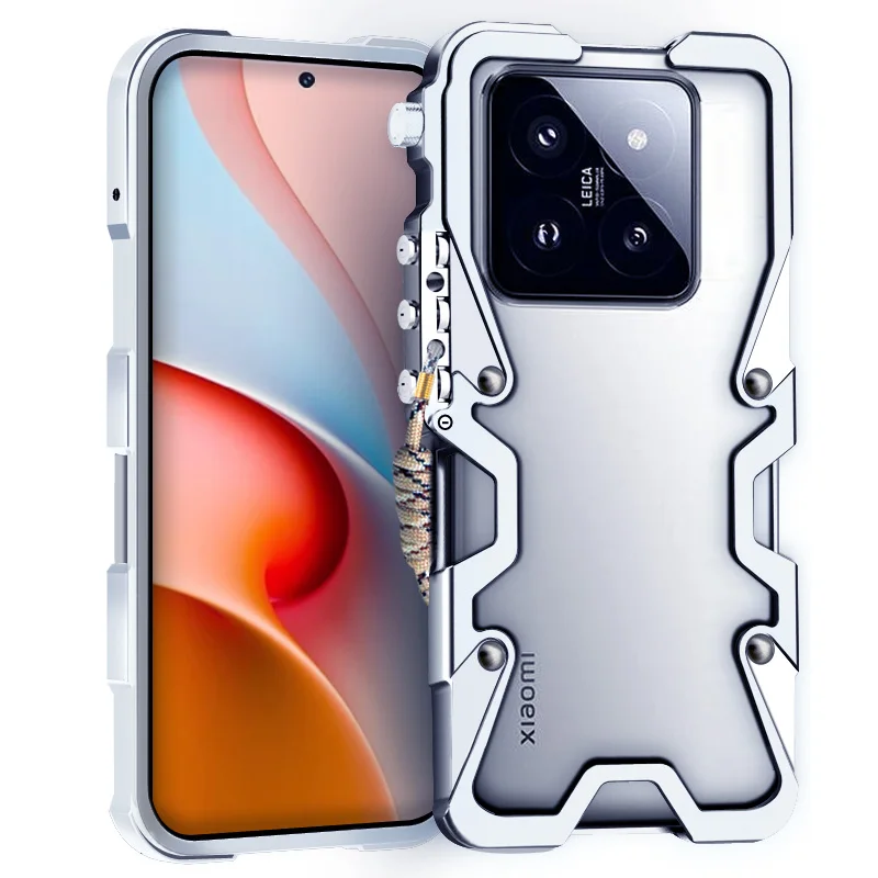 Armor Screw Metal Frame Shockproof Cover For Xiaomi 14 13 Pro 13t 13 Ultra Aluminium Bumper Cases Heavy Duty Fundas