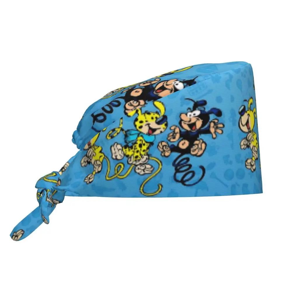 Casquette de gommage Marsupilami personnalisée, chapeaux chirurgicaux pour femmes et hommes, casquette de salle d'opération bleue d'animation, casquette d'allaitement, chapeau de travail de