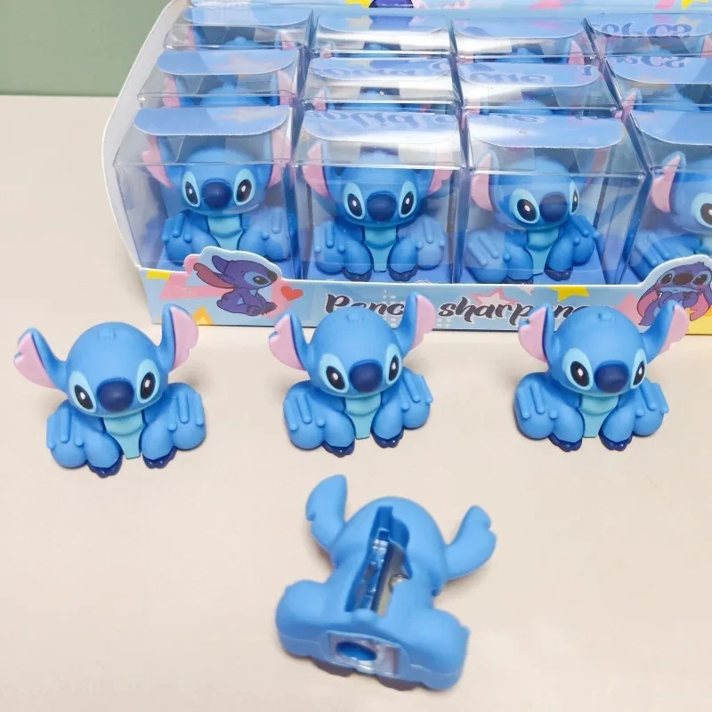 16pcs Disney Lilo And Stitch Pencil Sharpener Anime figure Cute Pvc Doll Student Cartoon Single Hole Pencil Sharpener