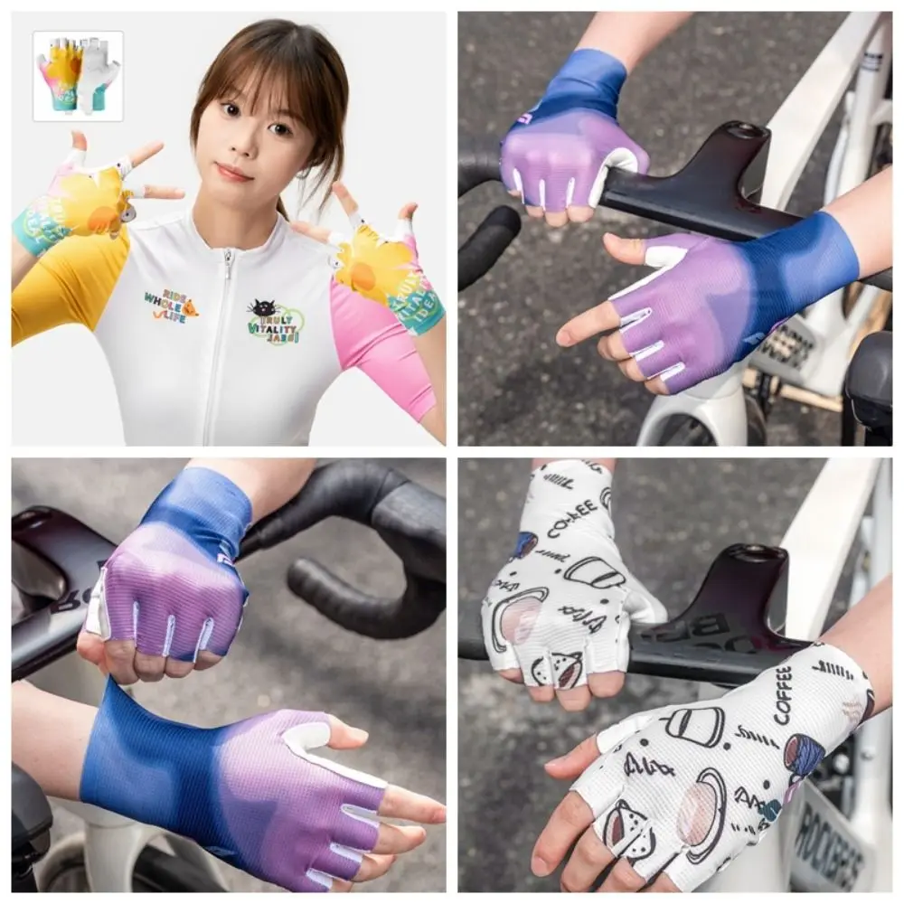 

Gel Padded Women Bicycle Gloves Breathable Shock-absorbing Half Finger Cycling Gloves Wear-resistant Non-slip