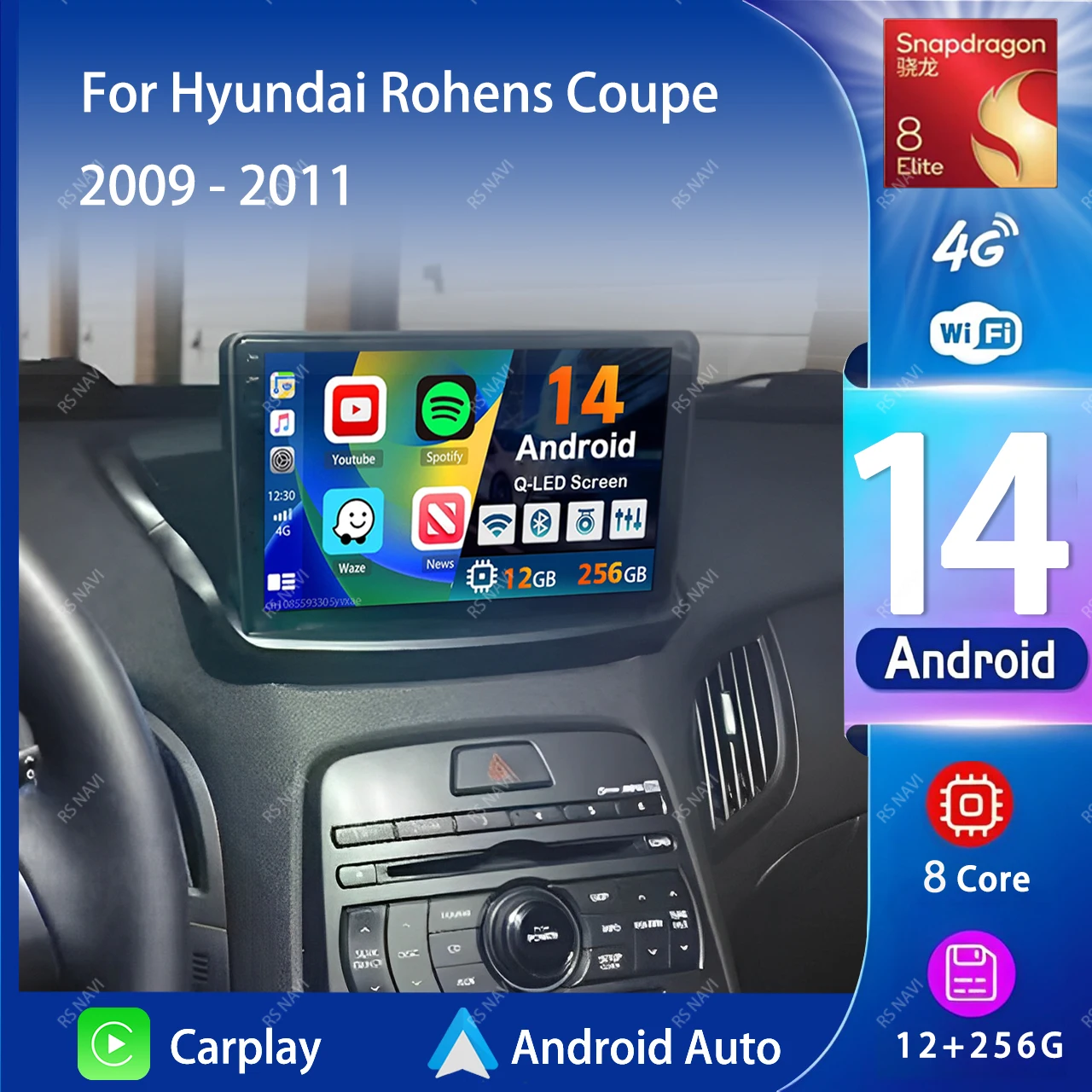 

Android 14 Carplay Auto 2K Screen Car Radio BT Multimedia Player For Hyundai Rohens Coupe 2009 - 2011 DSP Autoradio Stereo 2din