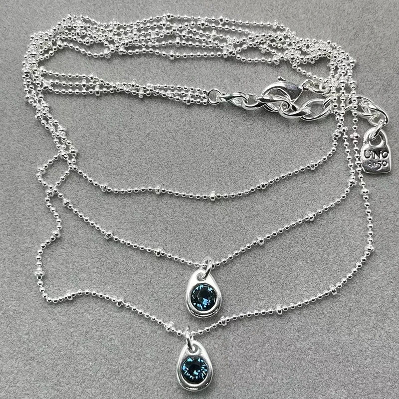 Collier de pierres précieuses de haute qualité pour femmes, collier à trois couches, bijoux romantiques, sac cadeau, meilleure vente, nouvelle tendance de la mode espagnole, UNOde50, 2023