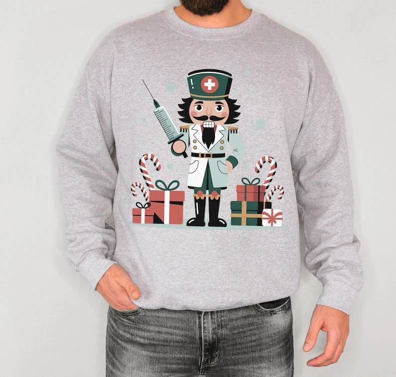 くるみ割り人形 看護師 クリスマス スウェットシャツ 血液採取士 医師 医療技術者 ホリデー 医療従事者 看護学生への医療ギフト