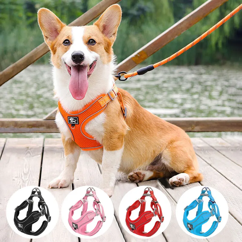 

Adjustable reflective outdoor walking French bulldog pet chest strap for small and medium-sized dogs Corgi puppy accessories