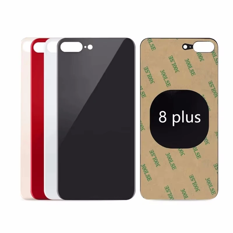 아이폰 8 플러스용 후면 유리 패널 배터리 커버, 후면 문짝 하우징 케이스 교체 부품, 3M 테이프 포함, 큰 구멍