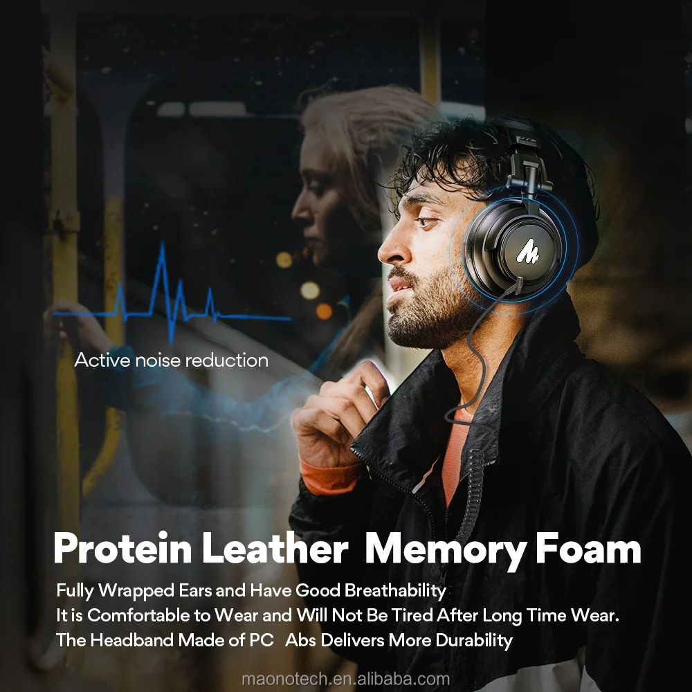 Maono AU-MH601 3.5mm 6.35mm Black Headphone Headset Soft Clear Sound Block Noise Podcast Music Record Live Stream