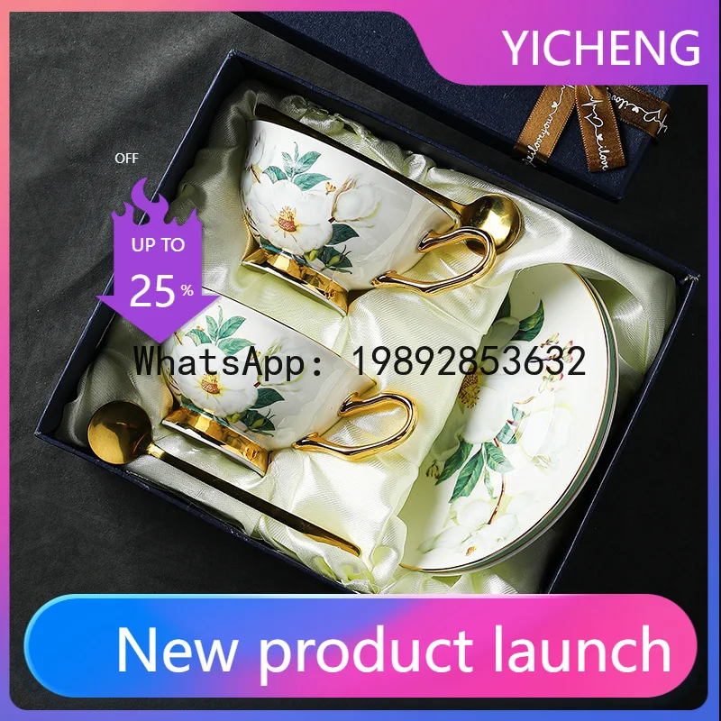 

LYY Bone Porcelain Coffee Cup and Saucer Set Bone Porcelain Ceramic Cup Afternoon Tea Set