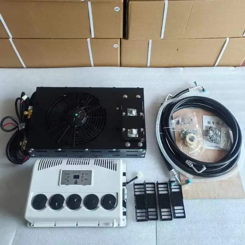 أفضل بيع مركبة جرار العربة RV الكهربائية 12 فولت تكييف الهواء 12 فولت 24 فولت نظام مكيف الهواء العالمي التيار المتناوب عدة للسيارة #2